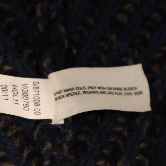 VTG Gap Open Front Lambs Wool Cardigan Sweater Navy & Brown Women's L - Picture 13 of 13